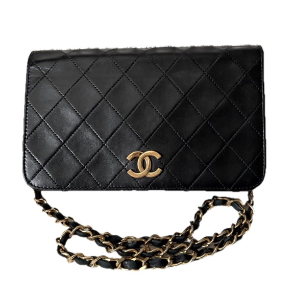 CHANEL Handbags - CHANEL Black Lambskin Full Flap Shoulder Bag